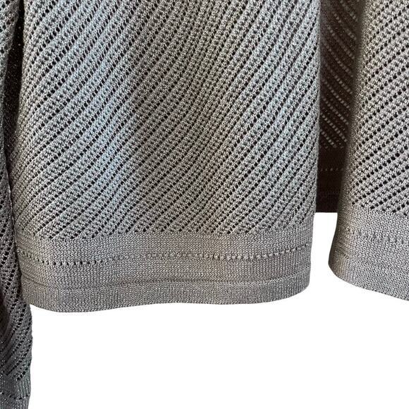 NWT: TALBOTS Beige Sheer Sweater Cardigan W/ Gold Metallic Shimmer Large (C-207) - Picture 7 of 9